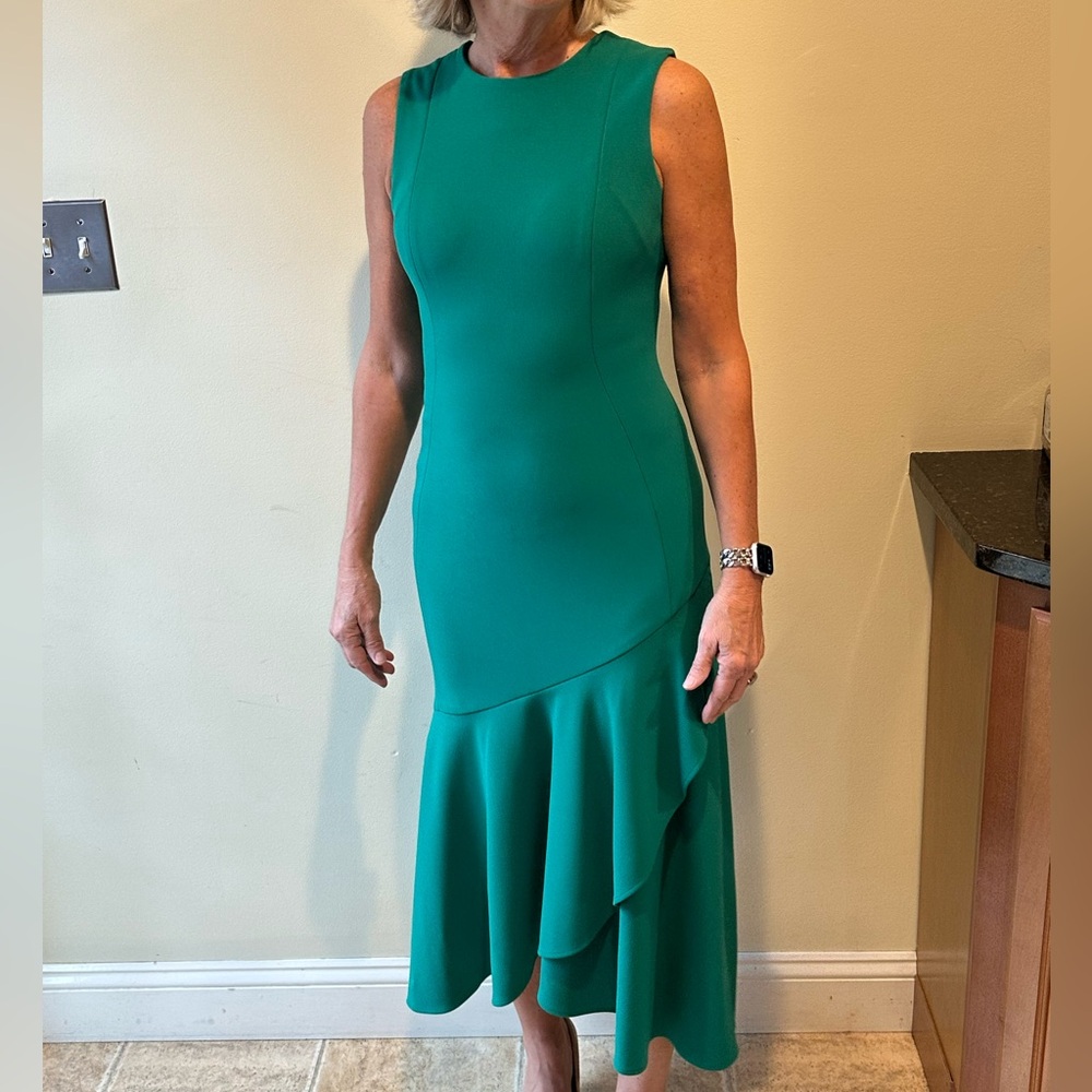 Stretch crepe midi dress
